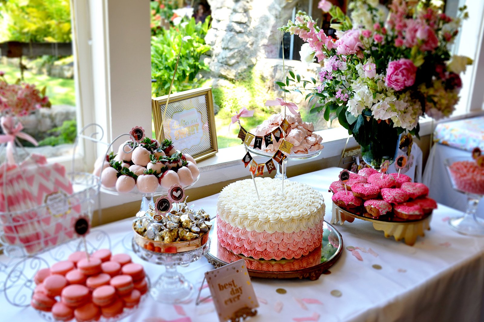 buffet baby shower food table